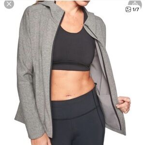 Athleta Gray Hooded Zip-Up Jacket